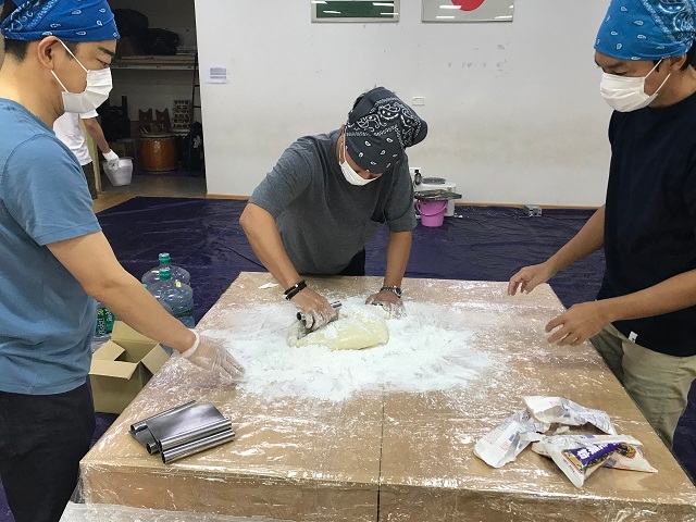 Preparing the dough for Mochi