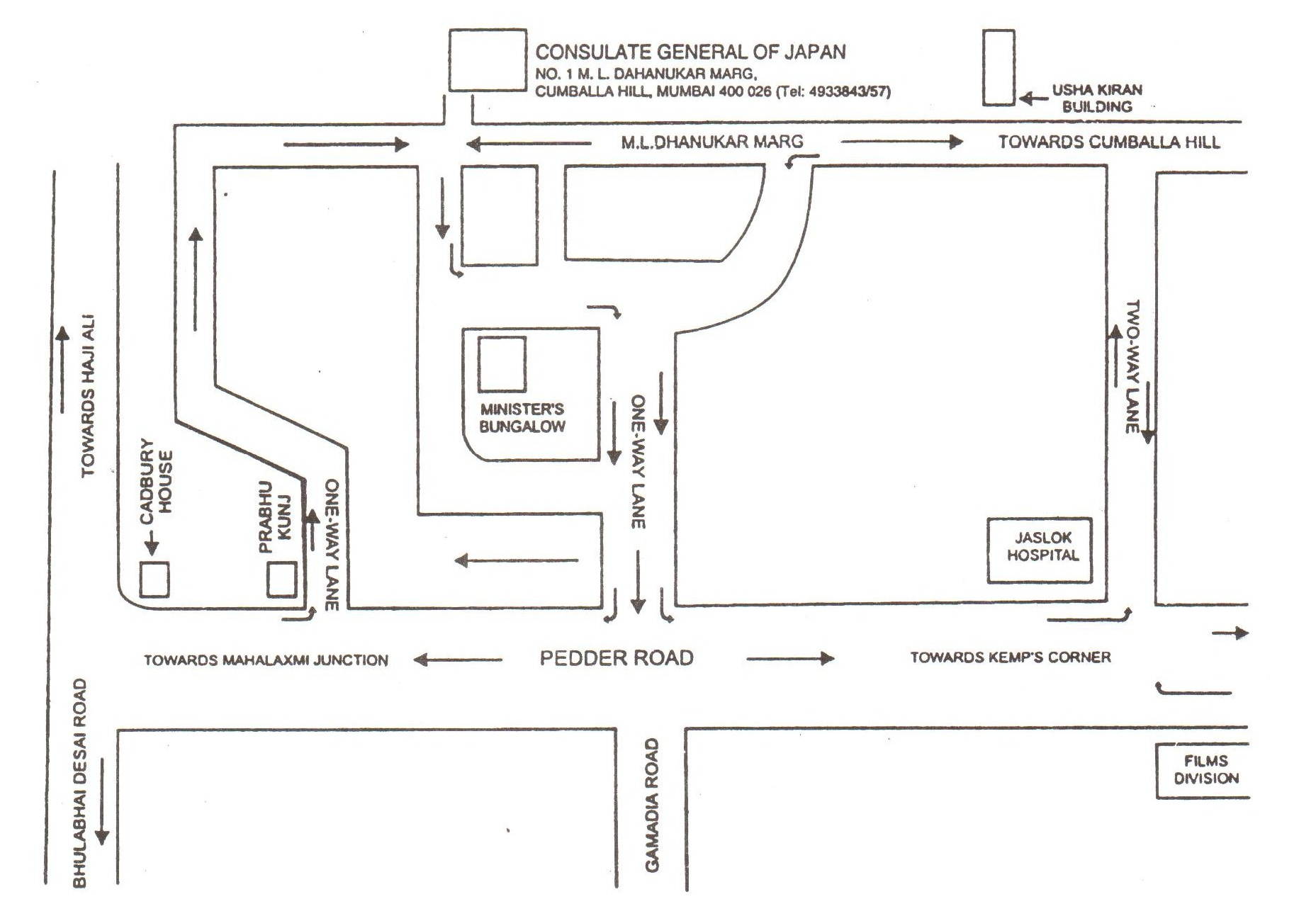 Map of Consulate General of Japan, Mumbai